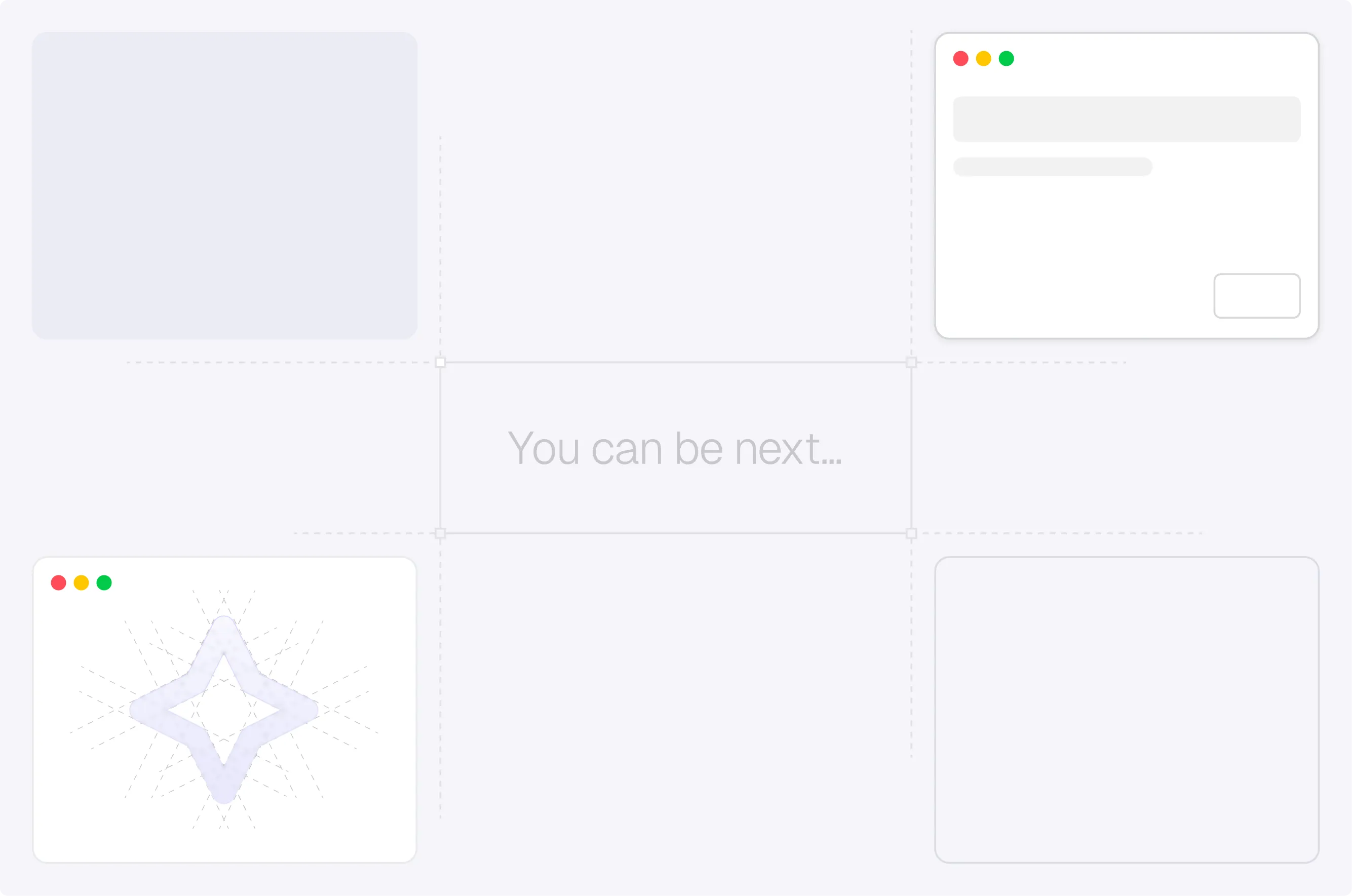 You can be next: a closing card of blank project mockups around the words "You can be next..."